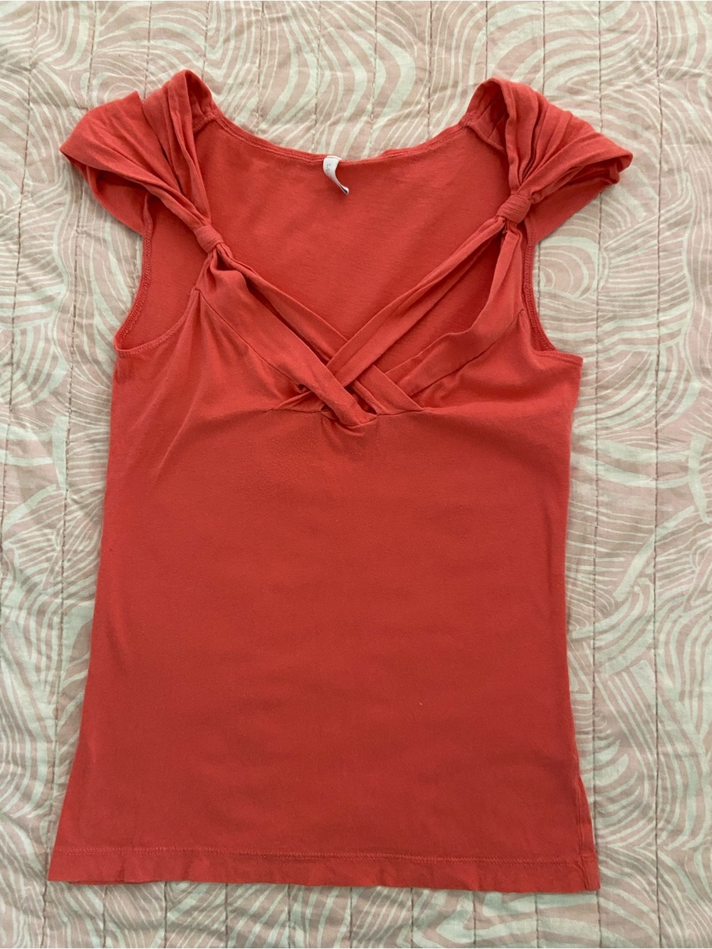 Anthropologie Coral Knot-Shoulder Tank Top